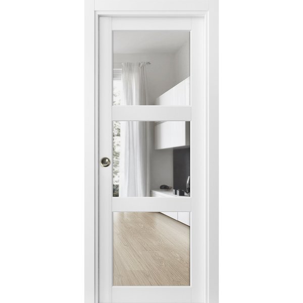 Sartodoors Pocket Interior Door, 32" x 84", White LUCIA2555PD-BEM-3284